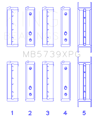 King Subaru EJ20/EJ22/EJ25 .002 Oversized Tri-Metal Perf Main Bearing Set - MB5739XPG