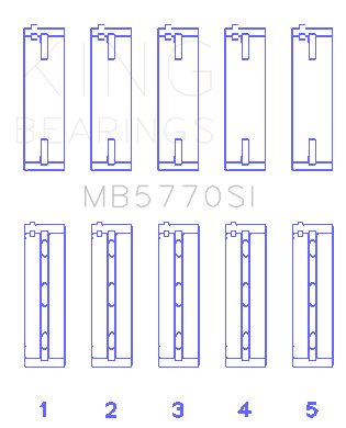 King Engine Bearings Nissan Vk45Dd/E/Vk50Ve/Vk56DE/Vd (Size +0.50mm) Main Bearing Set - MB5770SI0.5