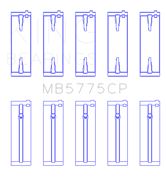 King Isuzu 4HK1 (Housing Bore +.010) (Size 0.25 Oversized) Main Bearing Set - MB5775CP0.25