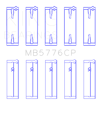 King Isuzu 4HK1 (Housing Bore +.020) (Size 0.25 Oversized) Main Bearing Set - MB5776CP0.25