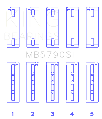 King Engine Bearings Porsche M 48.00/M 48.50 (Size +0.75mm) Main Bearing Set - MB5790SI0.75