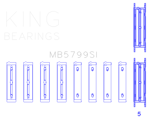 King Subaru FA20/ Toyota 4U-GSE/ O/S Housing .005in (Size 0.26) Main Bearing Set - MB5799SI.026