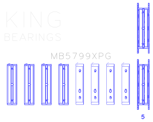 King Subaru FA20 / Toyota 4U-GSE (Size .005) Main Bearing Set - MB5799XPG
