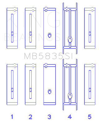King Engine Bearings ChevrolET 121Ci/Ln2 134Ci Housing Bore +.002 (Size +1.0mm) Main Bearing Set - MB5835SI1.0