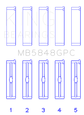 King General Motors Duramax Diesel 0.040in O/S Coated Main Bearing Set - MB5848GPC
