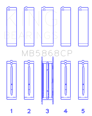 King General Motors 169 Lk5 Vortec 16V DOHC (Size +0.030) Main Bearing Set - MB5868CP030