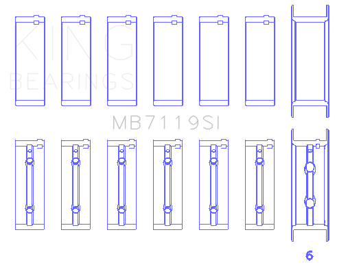 King Engine Bearings Cummins 6Bt/6Bta/6Btaa (Size +0.75mm) Main Bearing Set - MB7119SI0.75