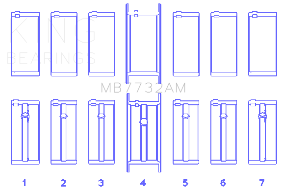 King Engine Bearings Datsun L28 (Size +1.0mm) Main Bearing Set - MB7732AM1.0