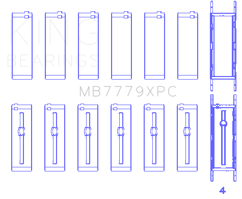 King Engine Bearings BMW B58B30A (Size 0.26) Coated Performance Main Bearing Set - MB7779XPC.026