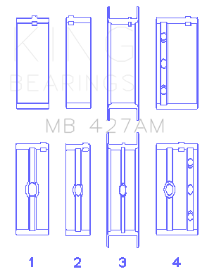 King Engine Bearings ChevrolET 173 V6 (Size +0.50mm) Main Bearing Set - MB427AM0.5