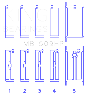 King Chevy 400ci 6.6L V8 Std Size 3/4 Groove Bi-Metal Performance Main Bearing Set - MB509HP