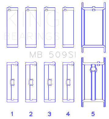 King Chevrolet 400 Crankshaft Main Bearing Set (Set of 5) - MB509SI040