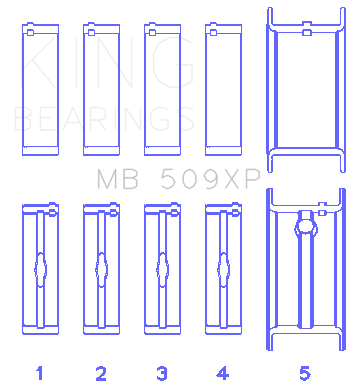King Chevrolet 400 V8 (Size +0.001) Main Bearing Set - MB509XP001