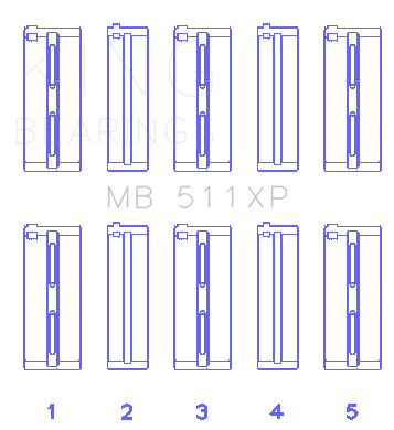 King Engine Bearings Alfa Romeo Ar01608/34 (Size STDX) Main Bearing Set - MB511XPSTDX