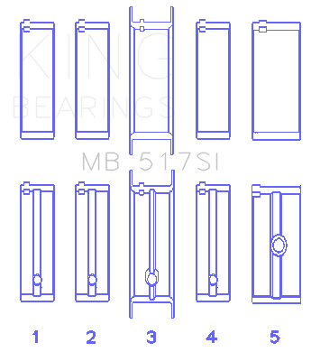 King Engine Bearings Chrysler 360 Crankshaft Main Bearings - MB517SI040