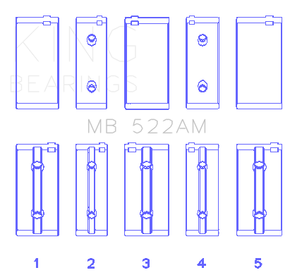 King Engine Bearings Peugeot 504 (Size STD) Main Bearing Set - MB522AM