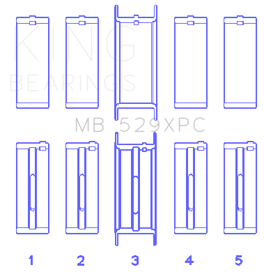 King Ford 260CI/289CI/302 5.0L Windsor Coated Crankshaft Main Bearing Set of 5 (Size .010) - MB529XPC010