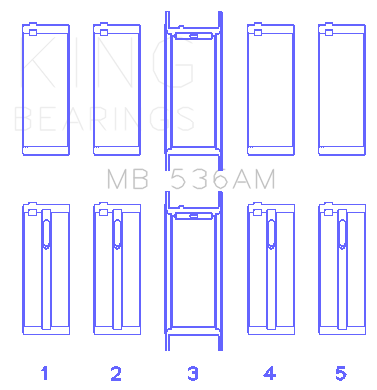 King Engine Bearings Mercedes Benz M115.926/938/592/Om611.910 (Size +0.50mm) Main Bearing Set - MB536AM0.5