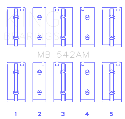 King Engine Bearings Peugeot 404 (Size +0.25mm) Main Bearing Set - MB542AM1.25