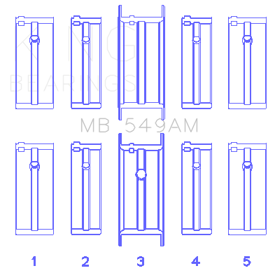 King Engine Bearings Datsun H-20 (Size +0.25mm) Main Bearing Set - MB549AM1.25