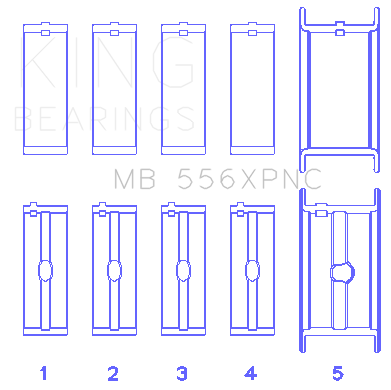 King Chevrolet 369-502 Gen IV/ V/ VI - Coated Main Bearing Set - MB556XPNC