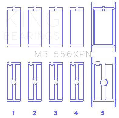 King Chevrolet 369-502 Gen IV/ V/ VI - (Size STDX) Main Bearing Set - MB556XPNSTDX