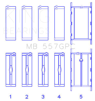 King General Motors 262/ 267/ 302/ 307/ 327/ 350 (Size 1.0) Main Bearing Set - MB557GPC010