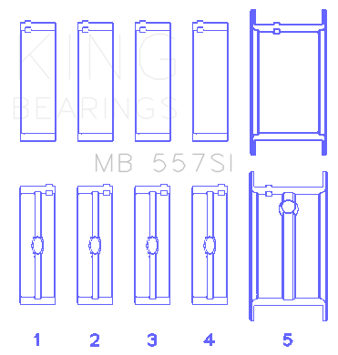 King Small Block Chevy (Size STDX) Silicon Aluminum Bi-Metal Main Bearing Set - MB557SISTDX