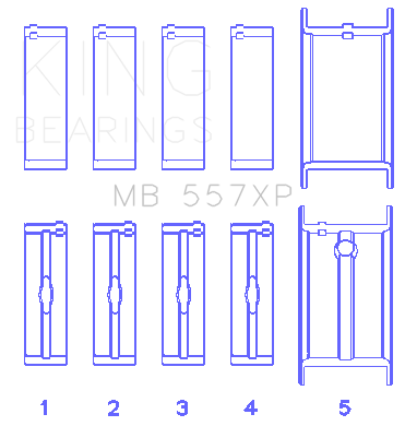 King General Motors 262/267/302/307.010in Undersize Crankshaft XP-Series Main Bearing Set (Set of 5) - MB557XP010X