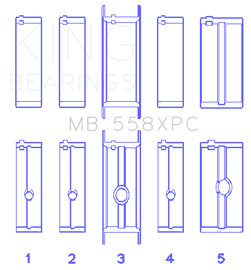 King Engine Bearings Chrysler 273/301/313/318/340 Main Bearing Set - MB558XPC010