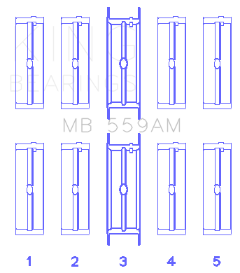 King Ford 330/352/360/390/410/428 Engine (Size 040) Main Bearing Set - MB559AM040