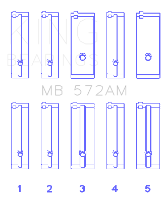 King Engine Bearings Mazda Vb/Vc/Ma/Na/Ub/Va (Size +0.75mm) Main Bearing Set - MB572AM0.75