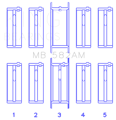 King Engine Bearings Ford 2.0/2.3L 8V (Size +1.0mm) Main Bearing Set - MB582AM1.0