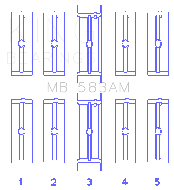 King Ford 239/256/272/292 Crankshaft Main Bearing Set - MB 583AM