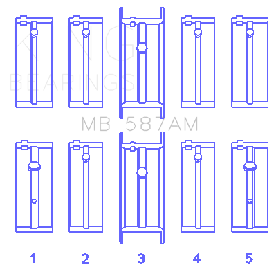 King Engine Bearings Nissan L20B/Z20/Z22/Z24 (Size +1.0mm) Main Bearing Set - MB587AM1.0