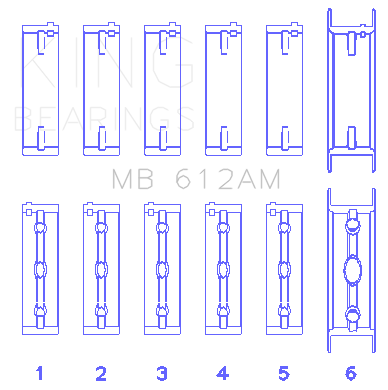 King Engine Bearings Volvo 520/B5252/B5254F/T/B5234F/T (Size +1.0mm) Main Bearing Set - MB612AM1.0