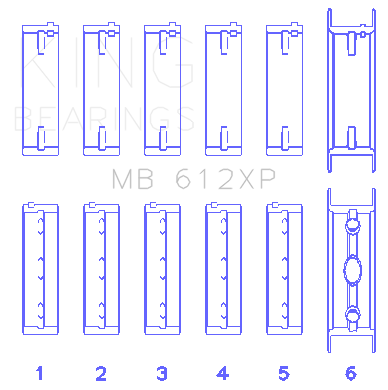 King Engine Bearings Ford St 2.5L Turbo Hyda (Size +0.50mm) Main Bearing Set - MB612XP0.5