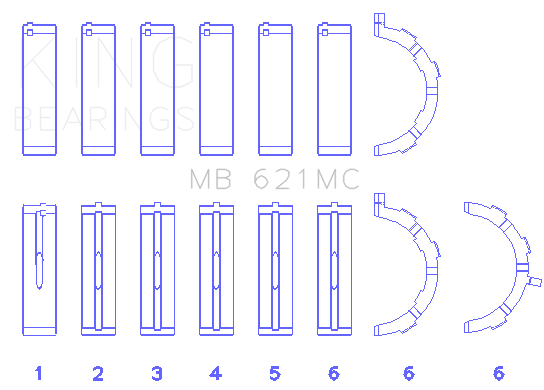 King Engine Bearings Ford 415 (Size +0.50mm) Main Bearing Set - MB621MC0.5