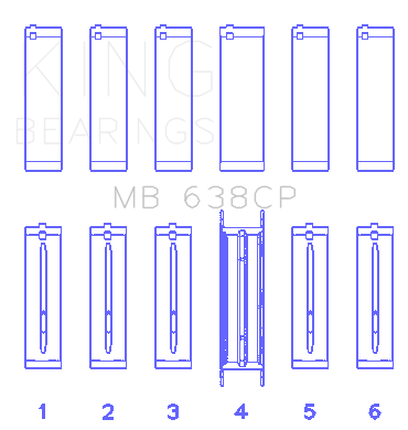 King General Motors L52 Vortec 3.5L (Size +0.020) Main Bearing Set - MB638CP020