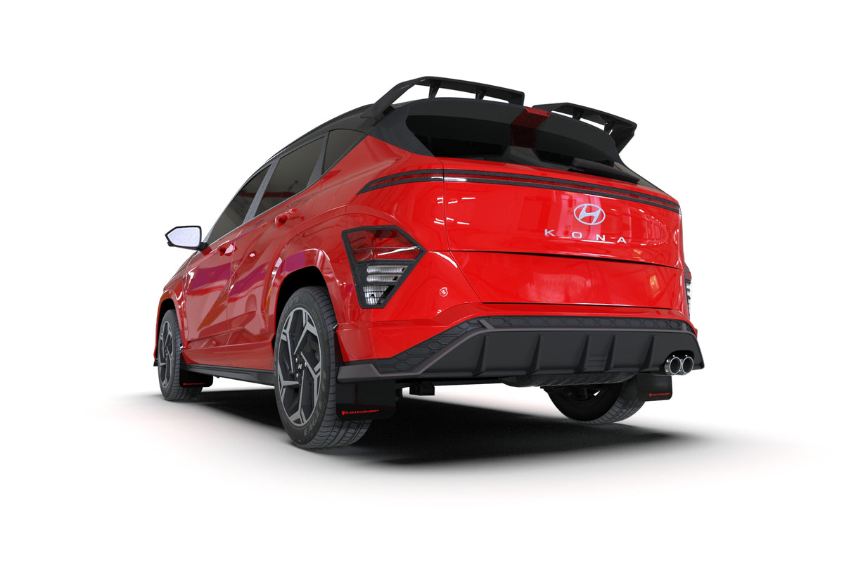 Rally Armor 2024 Hyundai Kona N Line Black UR Mud Flap - Red Logo - MF103-UR-BLK-RD