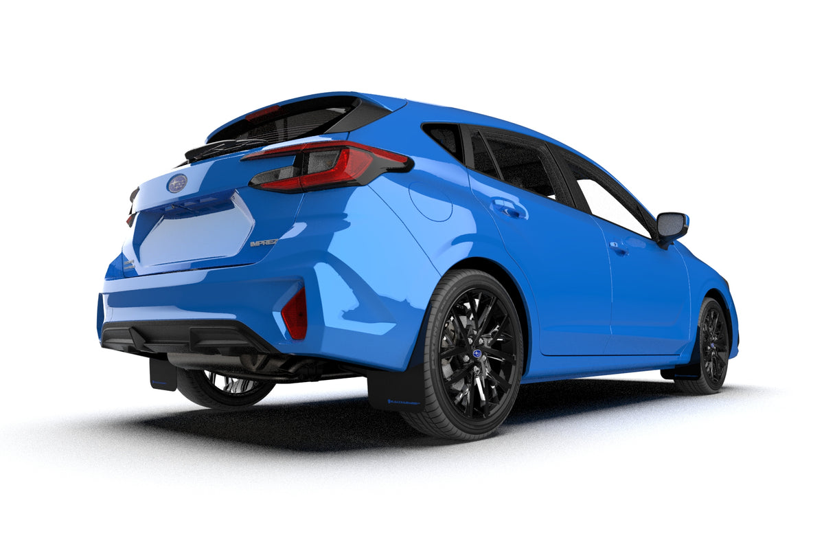 Rally Armor 2024 Subaru Impreza Black UR Mud Flap w/ Light Blue Logo - MF105-UR-BLK-NB