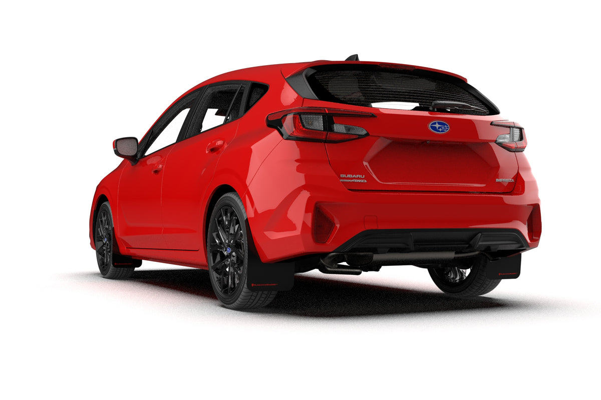 Rally Armor 2024 Subaru Impreza Black UR Mud Flap w/ White Logo - MF105-UR-BLK-WH