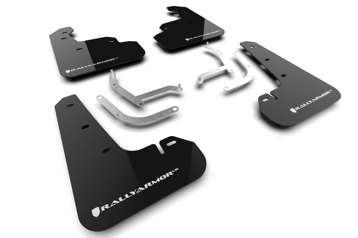 Rally Armor 2024 Subaru Impreza Black UR Mud Flap w/ White Logo - MF105-UR-BLK-WH for 2024-2026 Subaru Impreza - front view