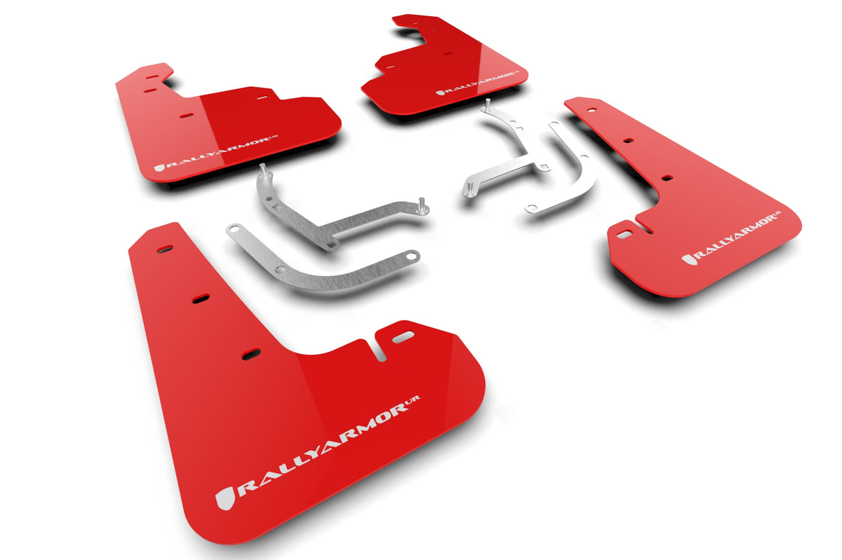 Rally Armor 2024 Subaru Impreza Red UR Mud Flap w/ White Logo - MF105-UR-RD-WH for 2024-2026 Subaru Impreza - front view
