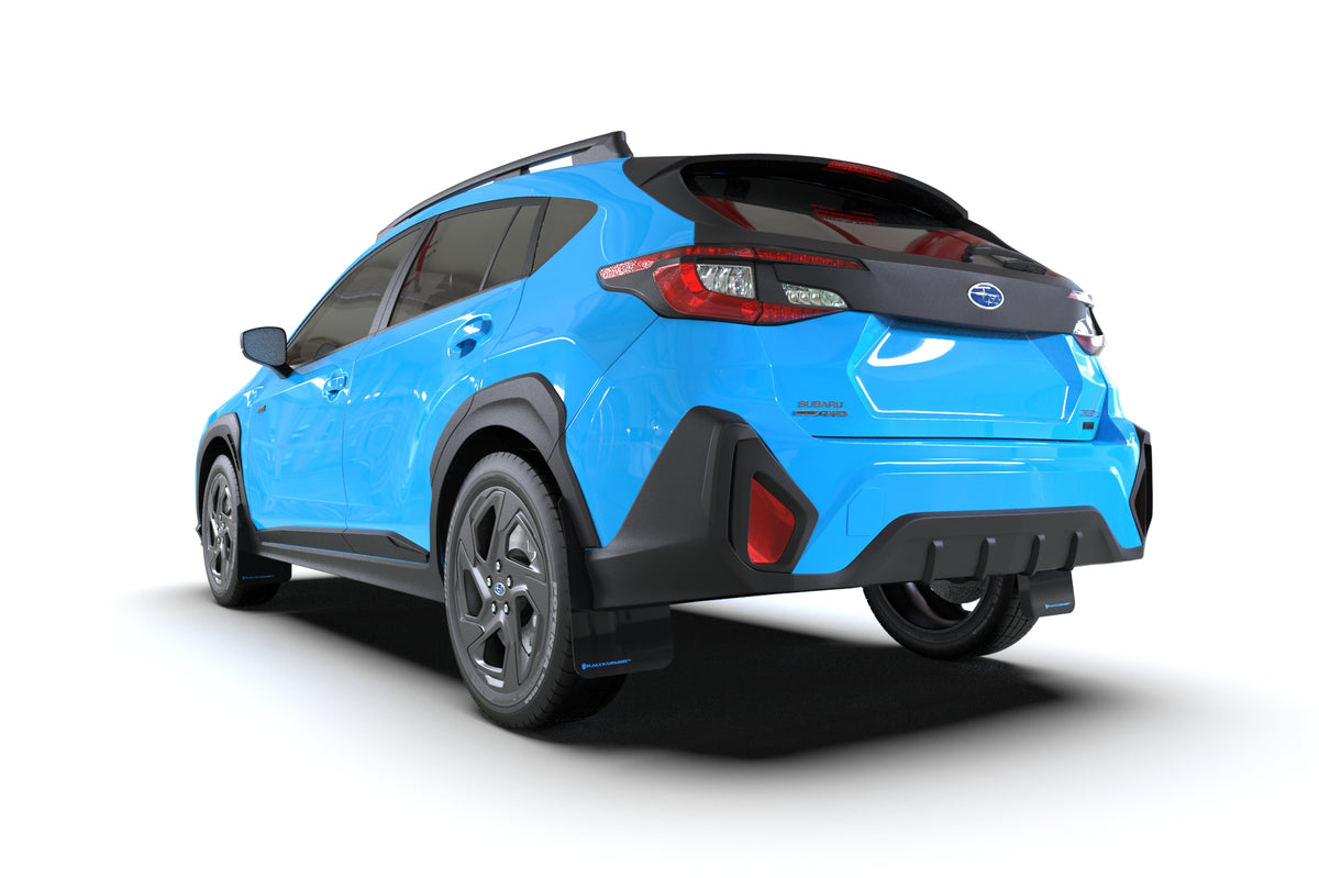Rally Armor 2024 Subaru Crosstrek Black UR Mud Flap Light Blue Logo - MF106-UR-BLK-NB