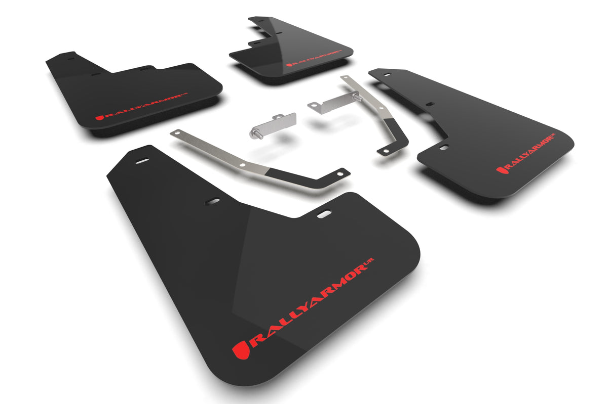 Rally Armor 2024 Subaru Crosstrek Black UR Mud Flap Red Logo - MF106-UR-BLK-RD for 2024-2026 Subaru Crosstrek - front view