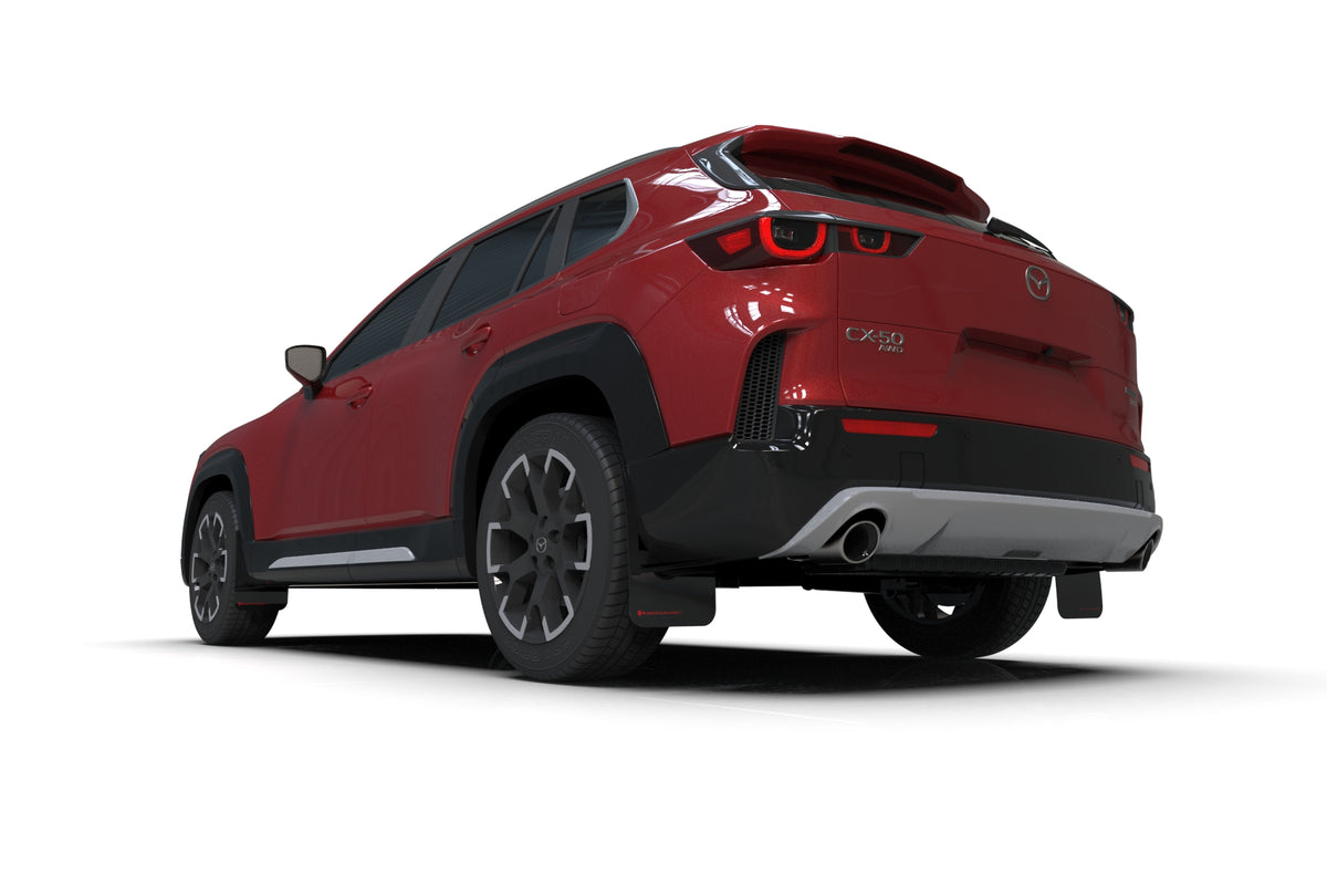 Rally Armor - 2024 Mazda CX-50 Black UR Mud Flap W/White Logo (Will Not Fit CX-5) - MF107-UR-BLK-WH