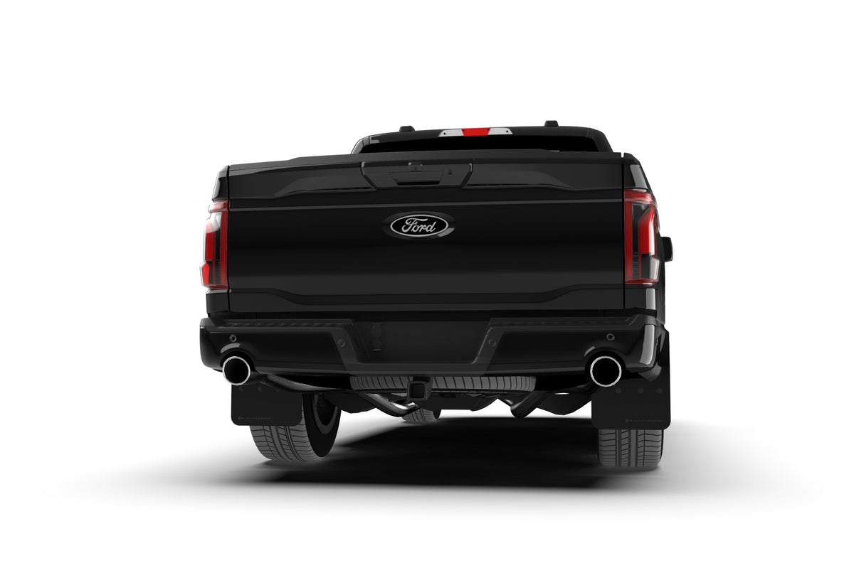 Rally Armor 21-24 Ford F-150 (Excl. Raptor) Black UR Mud Flap w/Metallic Black Logo - MF115-UR-BLK-MBK