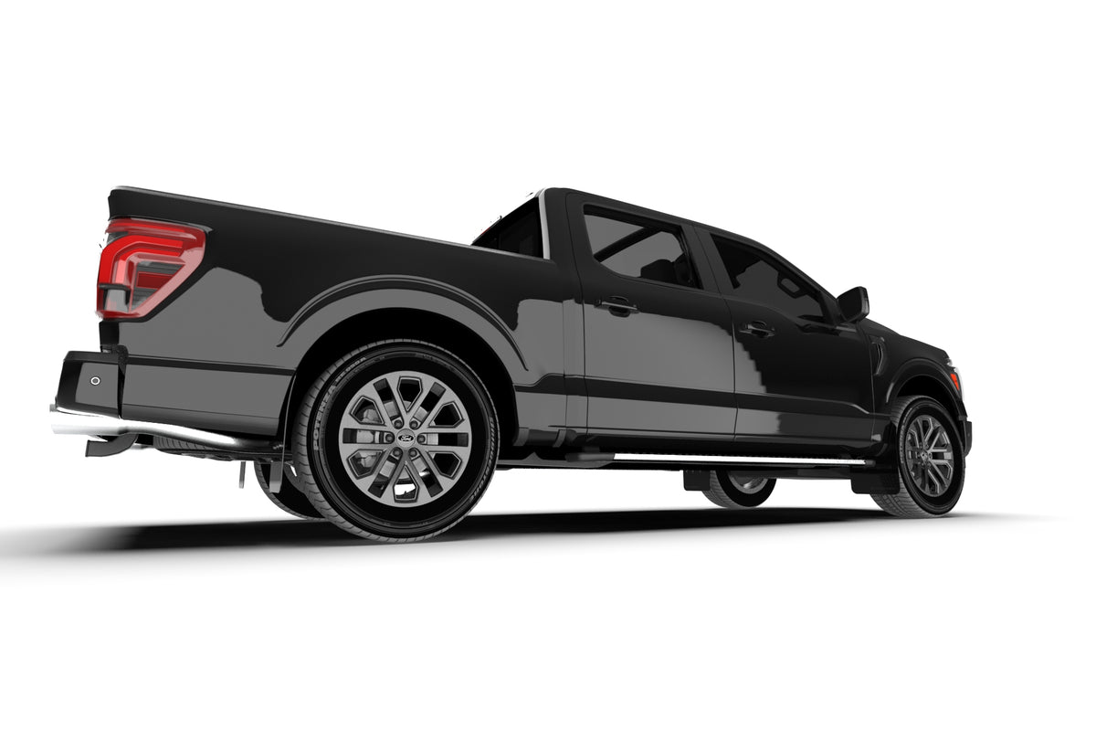 Rally Armor 21-24 Ford F-150 (Excl. Raptor) Black UR Mud Flap w/Metallic Black Logo - MF115-UR-BLK-MBK