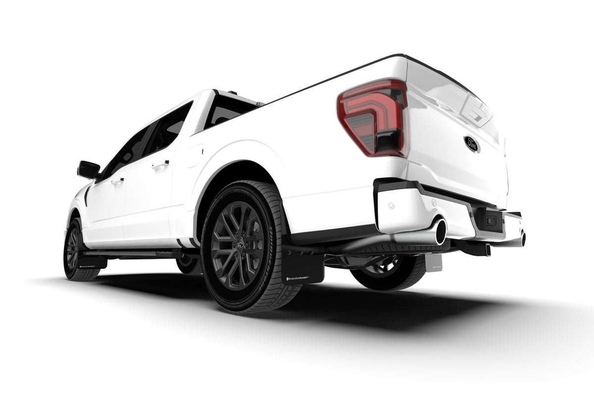 Rally Armor 21-24 Ford F-150 (Excl. Raptor) Black UR Mud Flap w/White Logo - MF115-UR-BLK-WH